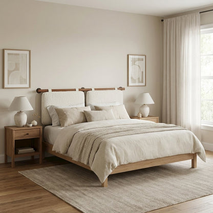 Chenille Upholstered Wall-Mounted King Headboard with Soft Fabric Finish