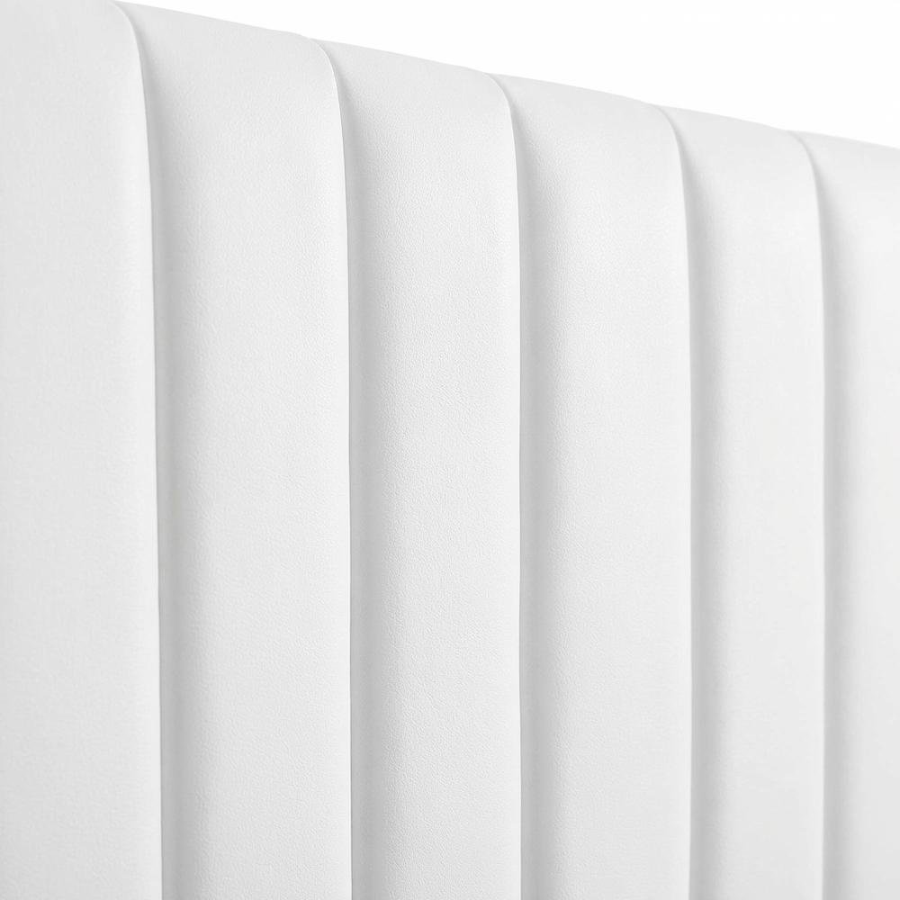 White Faux Leather Headboard with Padded Upholstery and Sturdy Frame