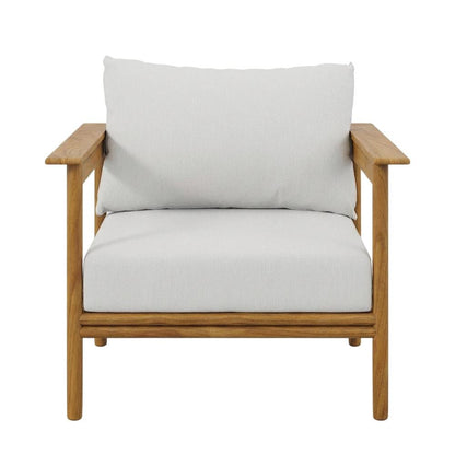 Set of 2 Outdoor Teak Wood Armchairs for Patio Lounge Comfort