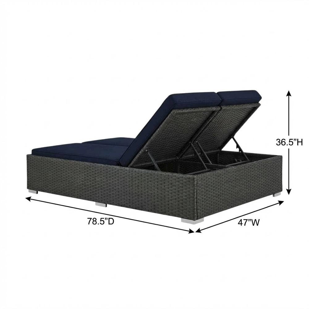 Outdoor Patio Double Chaise With Cushioned Seat And Sturdy Frame