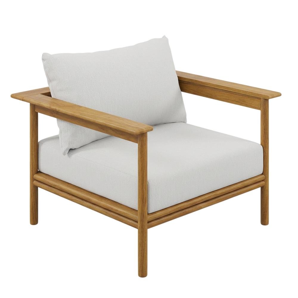 Set of 2 Outdoor Teak Wood Armchairs for Patio Lounge Comfort