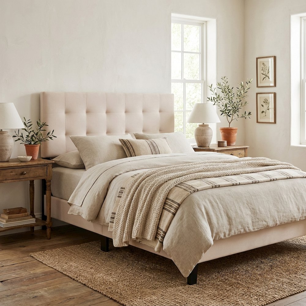 Biscuit Tufted Queen Headboard in Performance Velvet with Plush Design