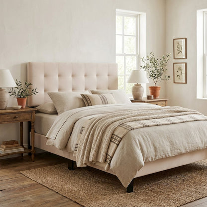 Biscuit Tufted Queen Headboard in Performance Velvet with Plush Design