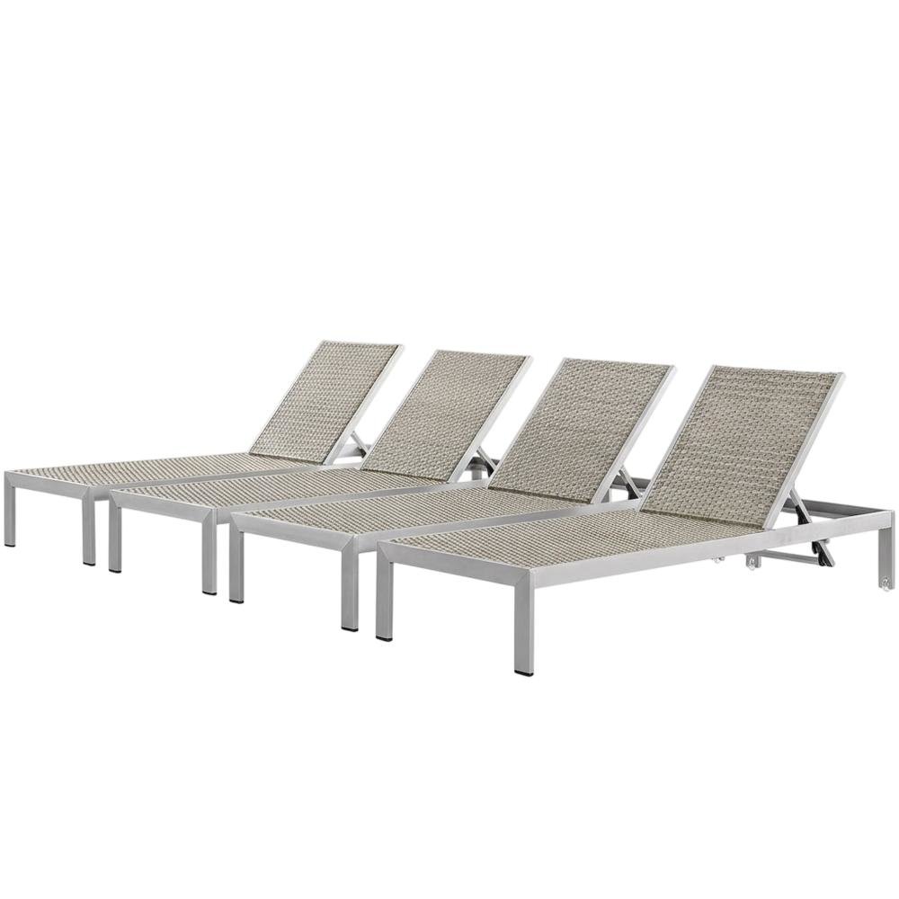 Aluminum Patio Lounge Chairs Set Of 4 With Sturdy Frame For Outdoor Spaces