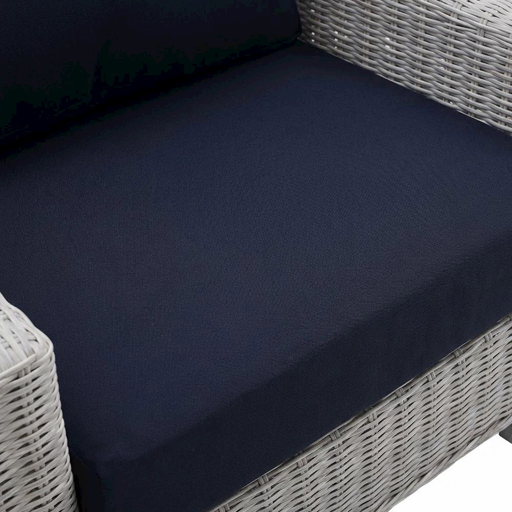 Outdoor Lounge Chair With Wicker Rattan Armrest For Patio Comfort