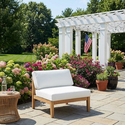 Outdoor Patio Teak Armless Lounge Chair For Garden And Patio