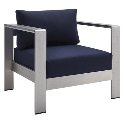 Aluminum Outdoor Patio Armchair With Fabric Cushion And Modern Design