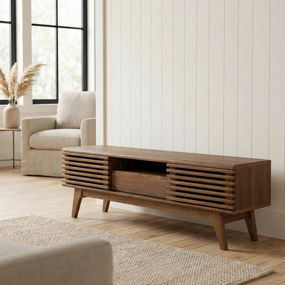 Wood TV Stand in Elegant Finish with Ample Storage Space