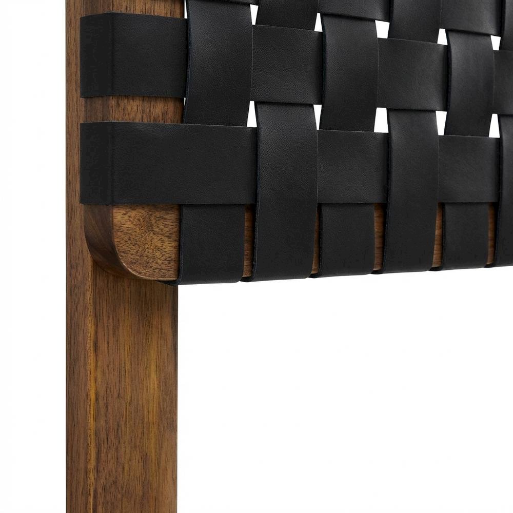 Vegan Leather King Headboard with Woven Texture and Durable Frame