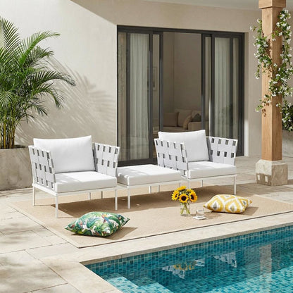 Outdoor Patio Aluminum Sectional Sofa Set With 3 Pieces