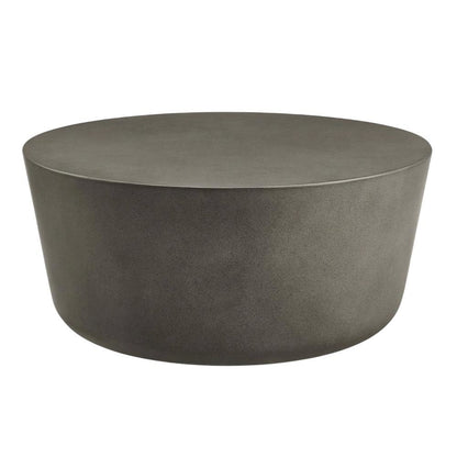 Round Concrete Outdoor Coffee Table, Weather-Resistant Design, Spacious Surface