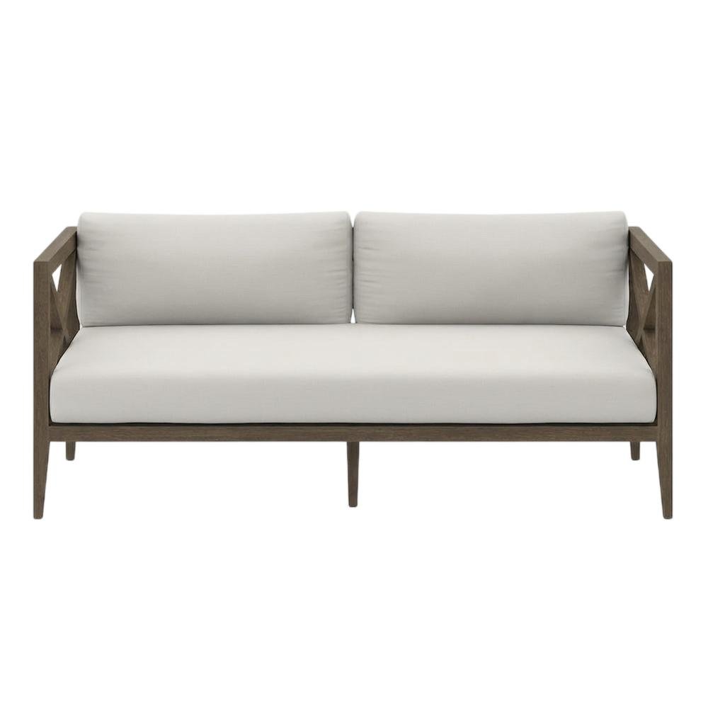 Teak Outdoor Loveseat for Patio with Armrests and Cushioned Seat