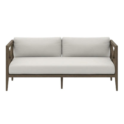 Teak Outdoor Loveseat for Patio with Armrests and Cushioned Seat