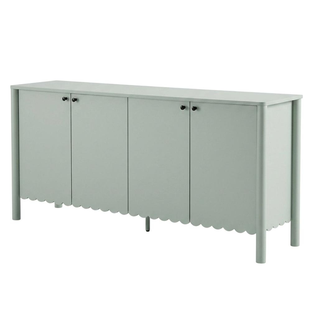 Wooden Scalloped 4-Door Sideboard Buffet Cabinet with Storage, Sage