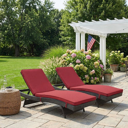 Aluminum Outdoor Lounge Chair Set of 2 With Thick Cushions And Stack-Free Design