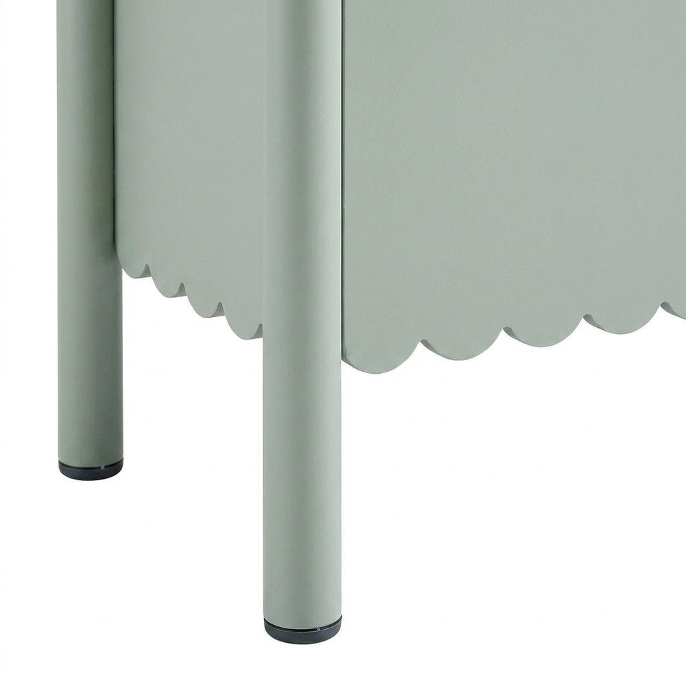 Wooden Scalloped 4-Door Sideboard Buffet Cabinet with Storage, Sage