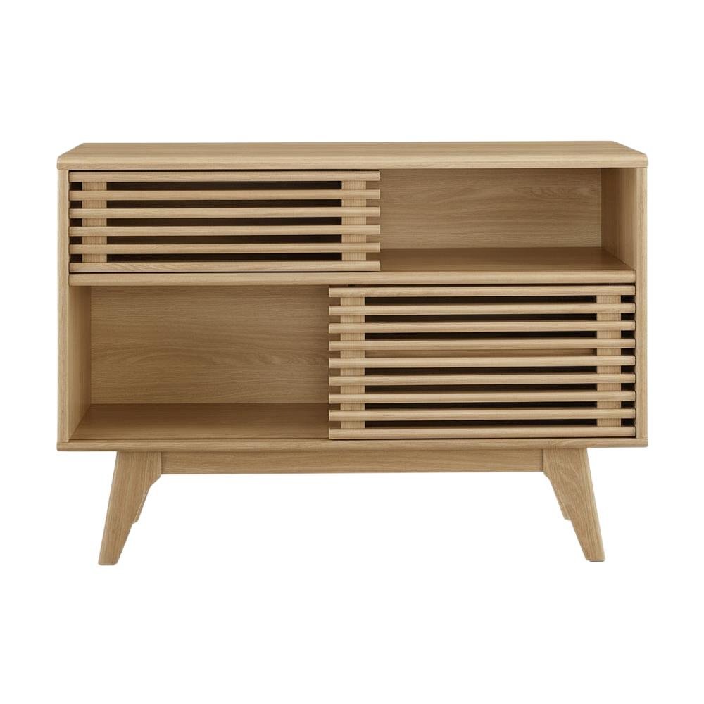 Brown wood TV stand with sleek design and sturdy construction