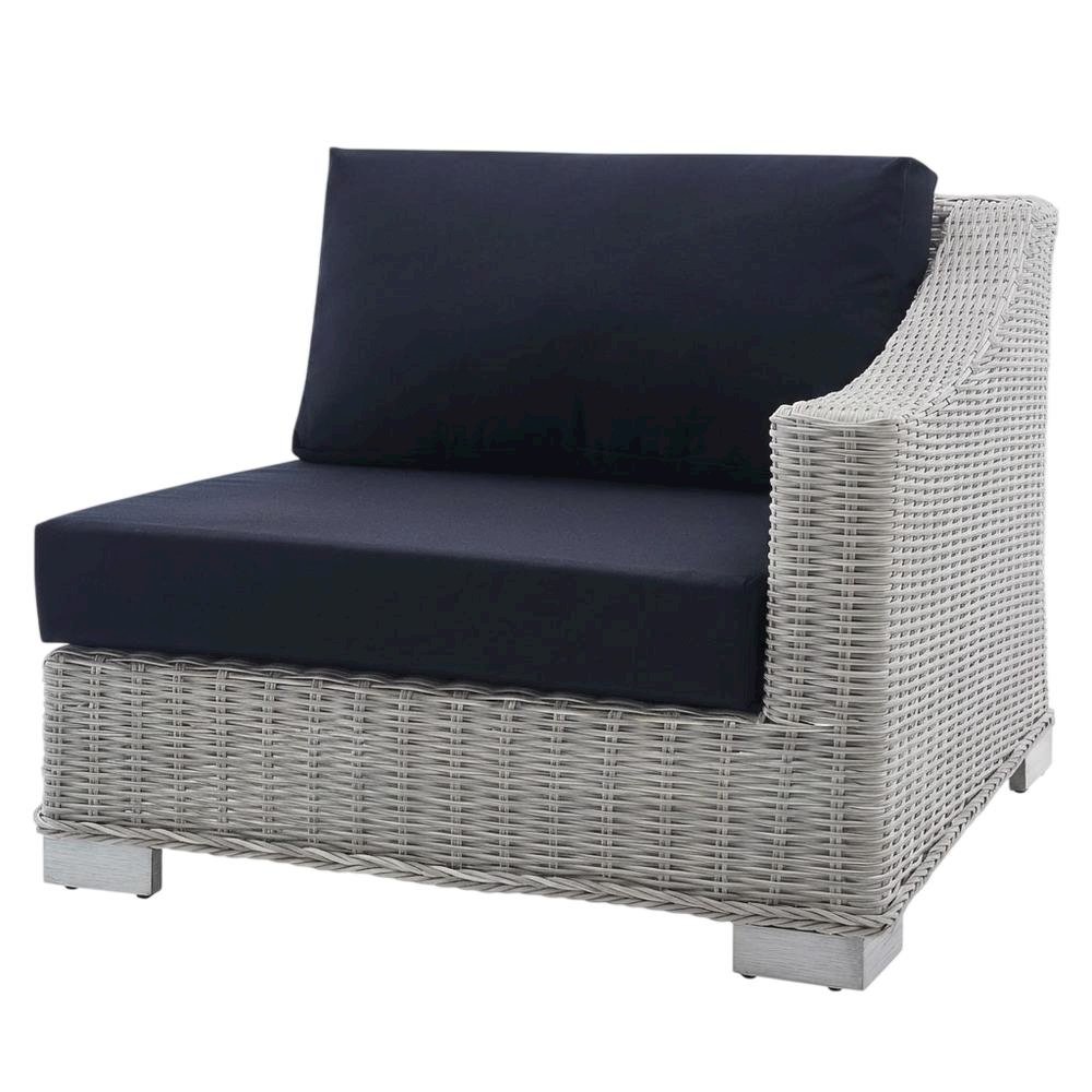 Outdoor Lounge Chair With Wicker Rattan Armrest For Patio Comfort
