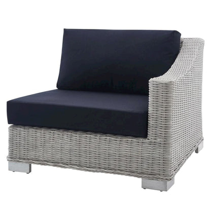 Outdoor Lounge Chair With Wicker Rattan Armrest For Patio Comfort