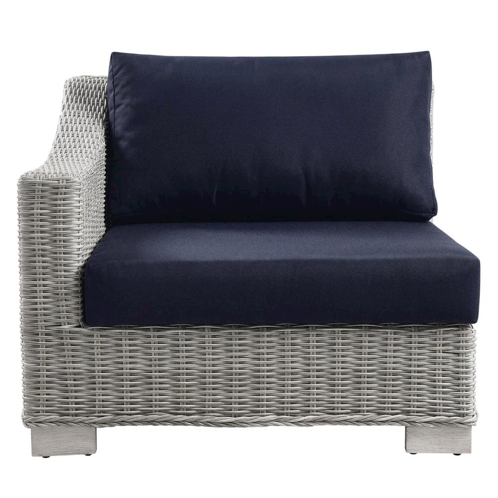 Outdoor Patio Wicker Rattan Left-Arm Lounge Chair With Armrest And Durable Build
