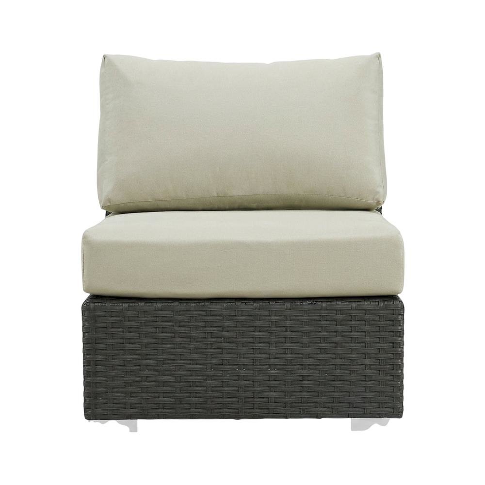 Armless Outdoor Lounge Chair With Cushioned Seat And Backrest