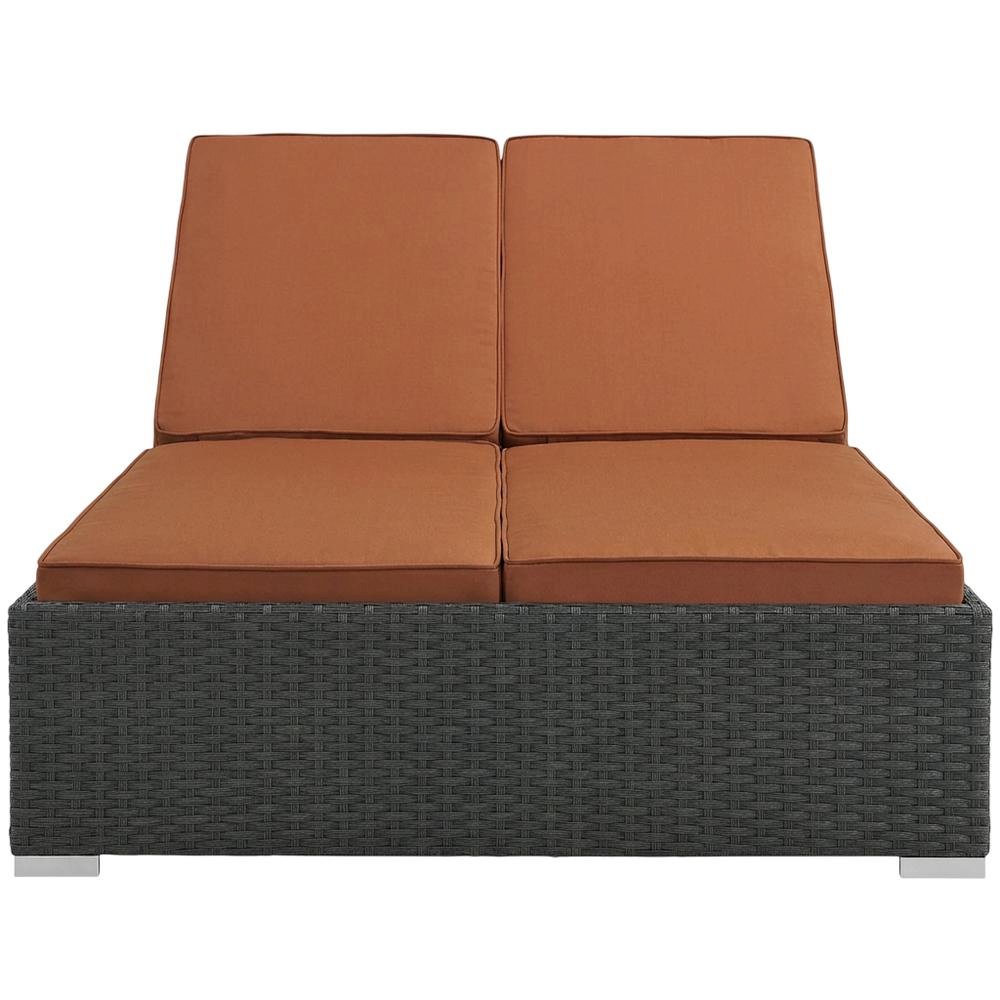 Outdoor Patio Double Chaise With Cushioned Backrest And Durable Frame