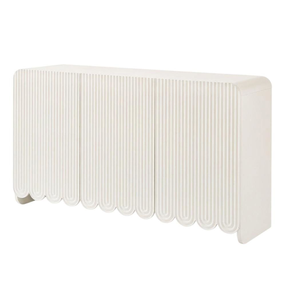 Fluted And Scalloped Sideboard Storage Cabinet In Elegant Finish