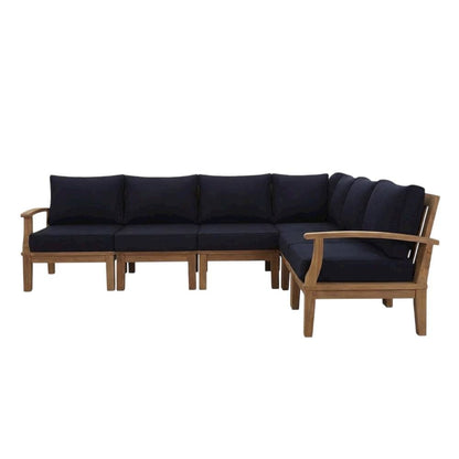 Outdoor Teak Patio Furniture Set With Armrests And Cushioned Seats