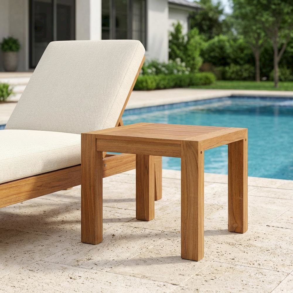 Wood Outdoor Patio Side Table with Durable Design for Garden and Deck