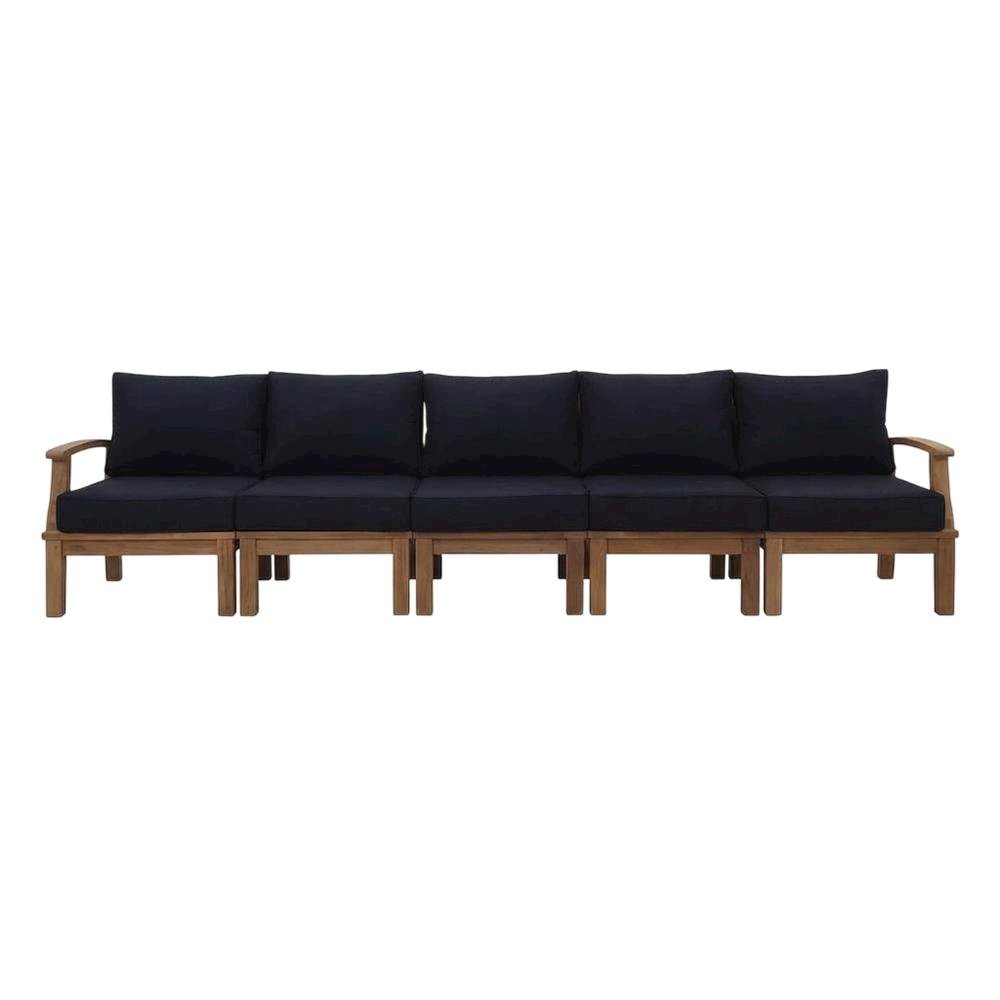 Outdoor Teak Patio Furniture Set With Armrests And Cushioned Seats