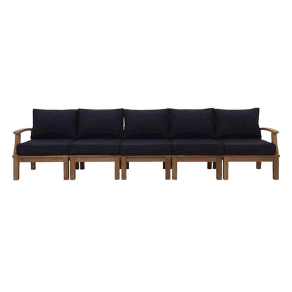Outdoor Teak Patio Furniture Set With Armrests And Cushioned Seats