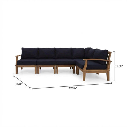 Outdoor Teak Patio Furniture Set With Armrests And Cushioned Seats