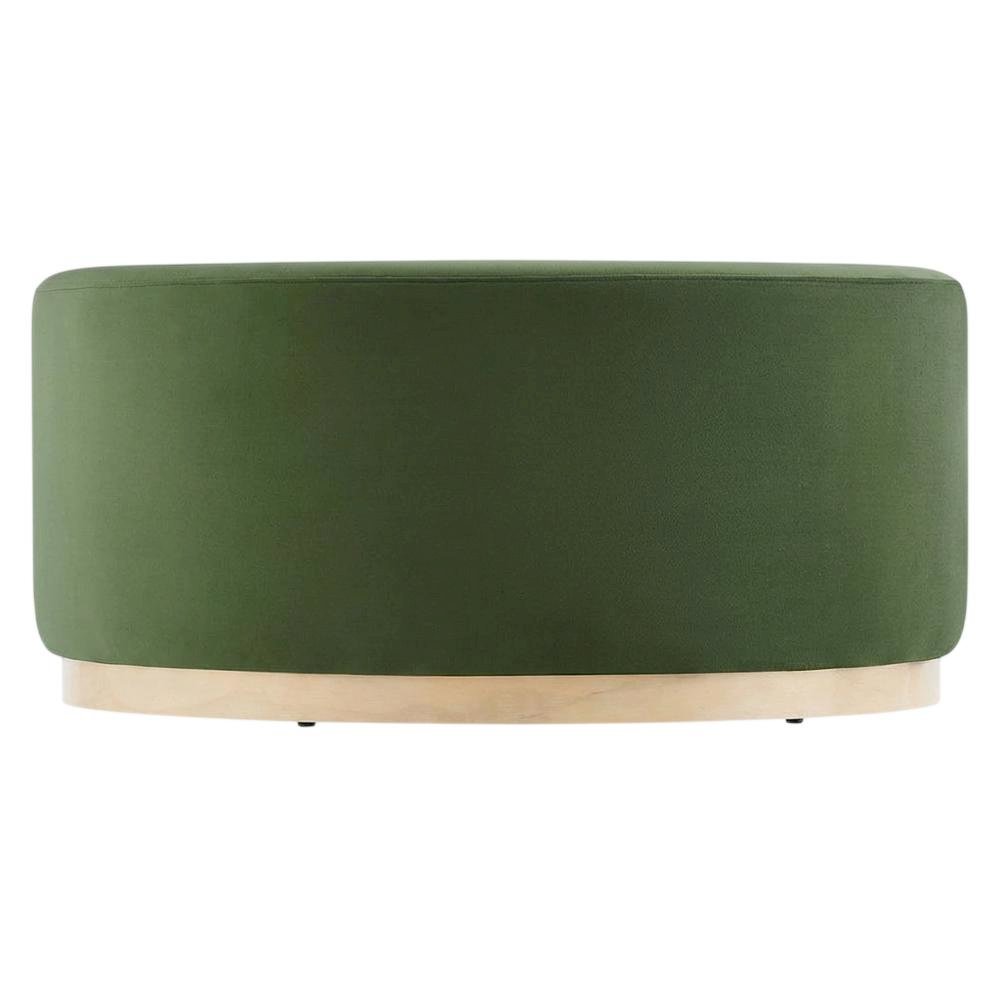 Performance Velvet Upholstered Outdoor Ottoman In Neutral Color
