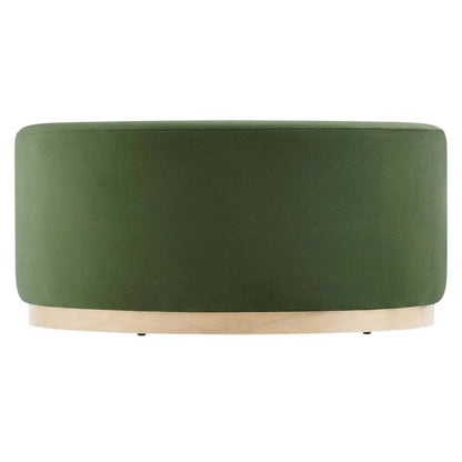 Performance Velvet Upholstered Outdoor Ottoman In Neutral Color