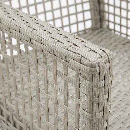 Outdoor Patio Wicker Rattan Dining Armchair Set Of 2, Cushioned Seat, Armrests