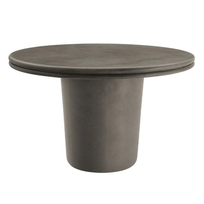 Round Concrete Dining Table In Gray For Indoor-Outdoor Patio Use