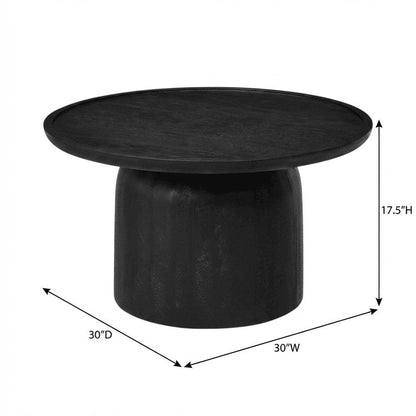 Round Wood Coffee Table with 17.5-inch Height and 30-inch Diameter
