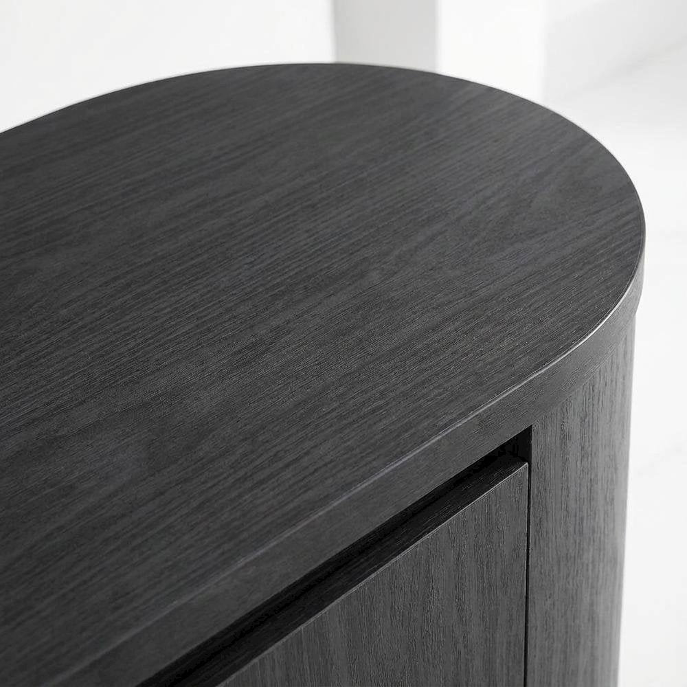 Oval Entertainment Center TV Console Cabinet with Storage and Drawers, Black