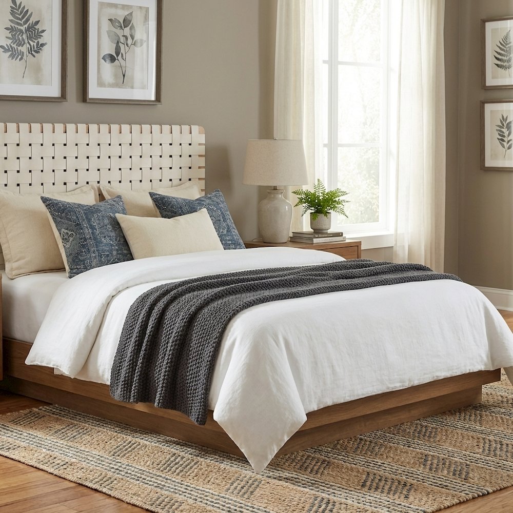 Vegan Leather Wall-Mount Headboard Queen Size with Durable Modern Design