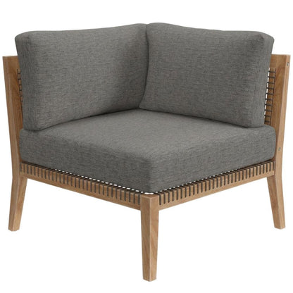 Teak Wood Corner Outdoor Lounge Chair With Backrest And Seat Cushion
