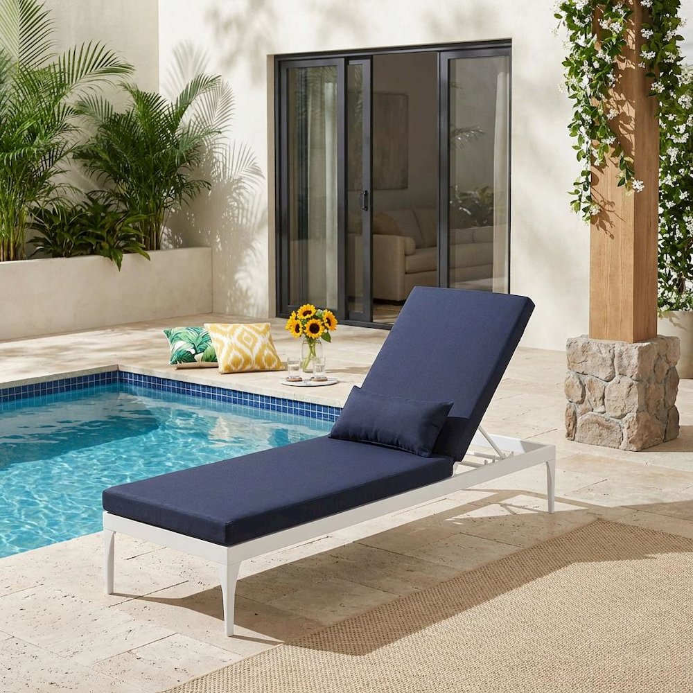 Outdoor Patio Chaise Lounge With Cushioned Seating And Durable Frame
