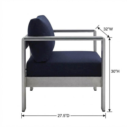Aluminum Outdoor Patio Armchair With Fabric Cushion And Modern Design
