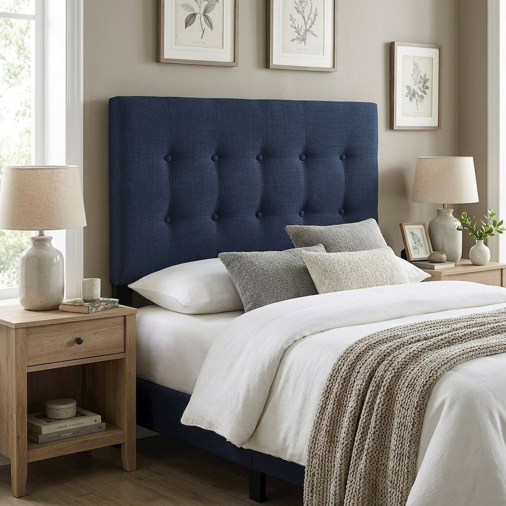 Upholstered Twin Fabric Headboard with Soft Padding and Classic Design