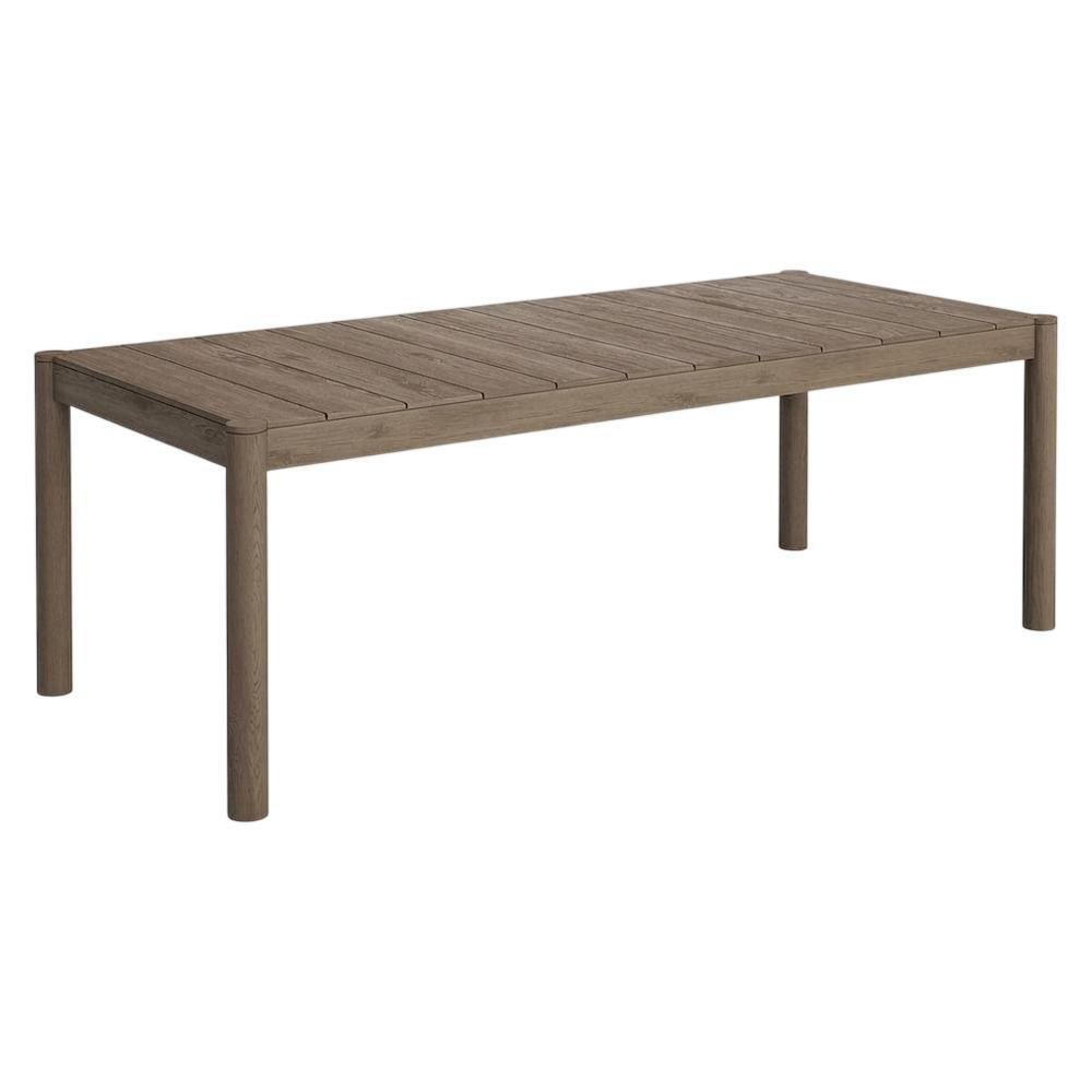 Gray Outdoor Teak Wood Dining Table with Spacious Surface
