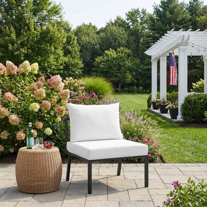 Outdoor Patio Aluminum Armless Lounge Chair With Cushioned Seat And Backrest