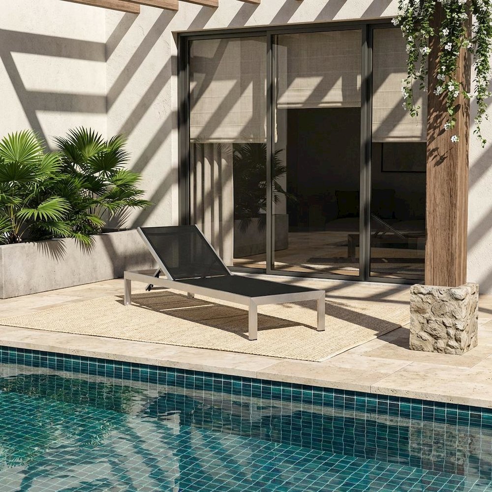 Outdoor Patio Aluminum Chaise With Comfortable Backrest And Stylish Design