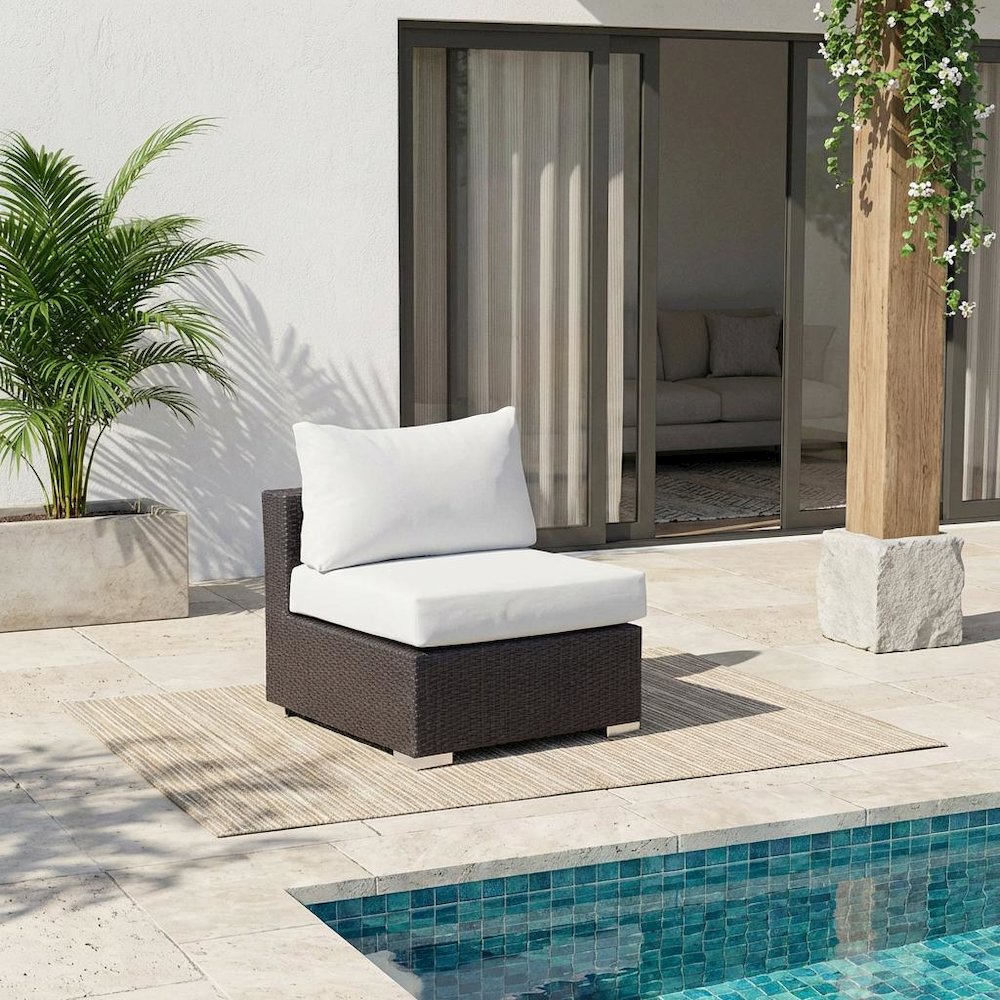 Outdoor Patio Armless Lounge Chair With Cushioned Support