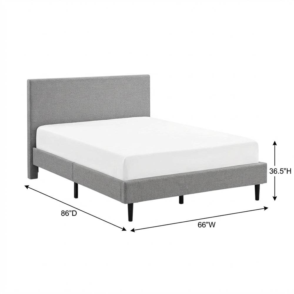 Fabric Queen Bed with Platform Design and Plush Upholstery