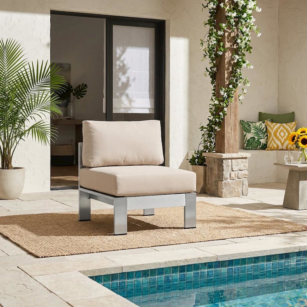 Aluminum Outdoor Lounge Chair With Armless Design And Weather-Resistant Finish
