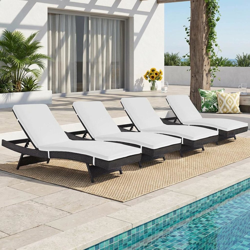 Set Of 4 Outdoor Lounge Chairs With Cushions For Patio Relaxation